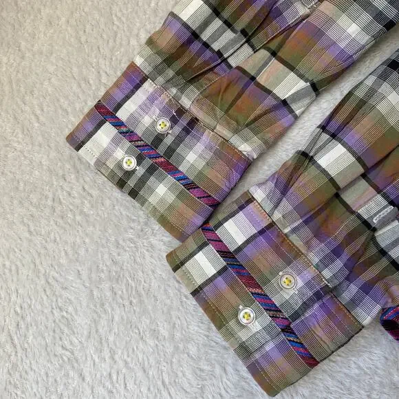 Robert Graham Freshly Laundered Shirt Men XXL Purple Plaid Embroidered Button Up - Picture 6 of 12